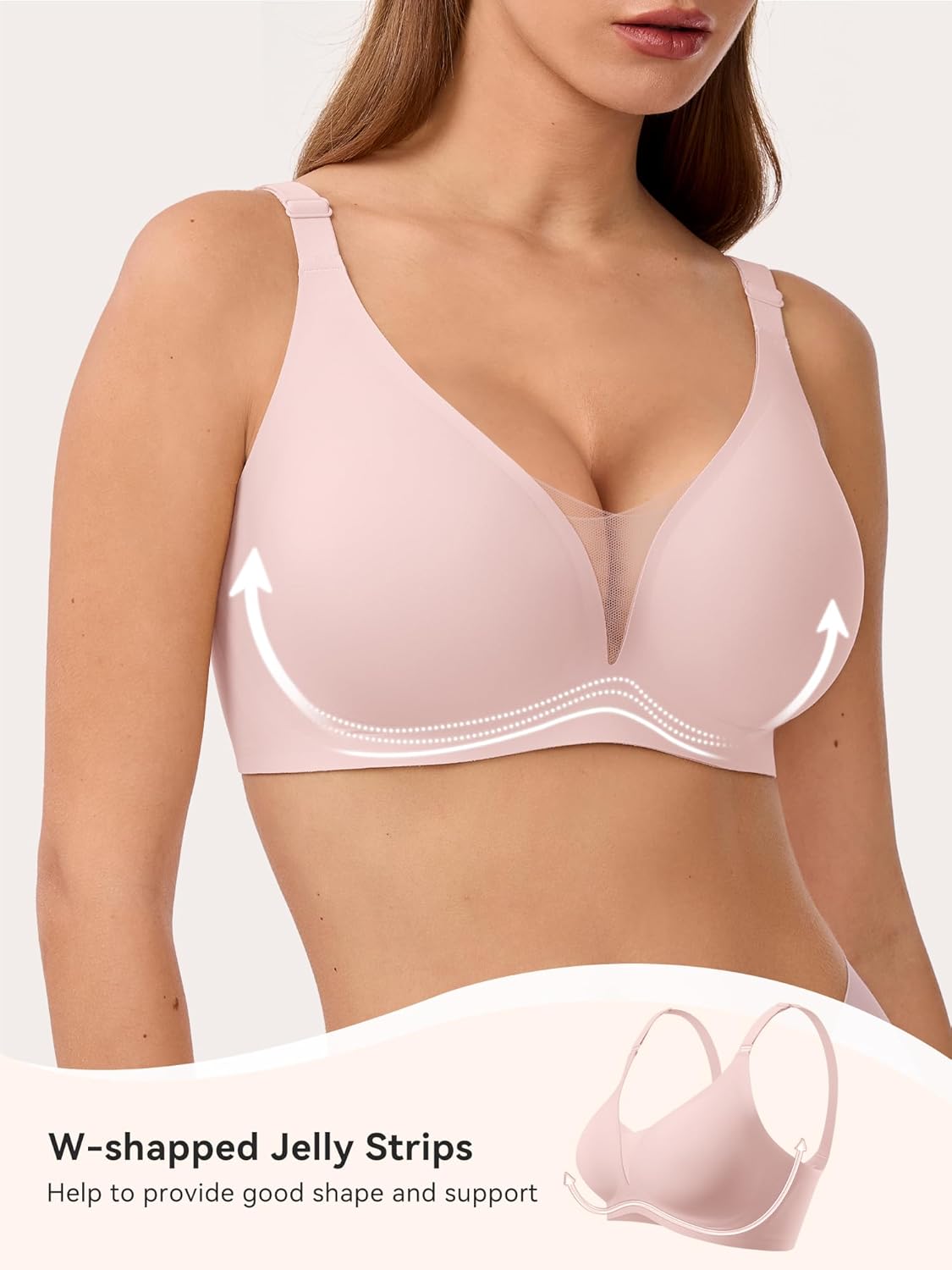 LUCKMEEY Bras for Women No Underwire Deep V Wireless Bra Push Up Seamless Bras Full Coverage Bralettes Everyday Bra - Image 2