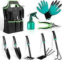 9 PCS Garden Tool Set Kids Gardening Tool Kit for Digging, Planting and Pruning, Gardening Hand Tools with Storage Bag, Ideal Garden Gifts for Men, Women and Any Gardener