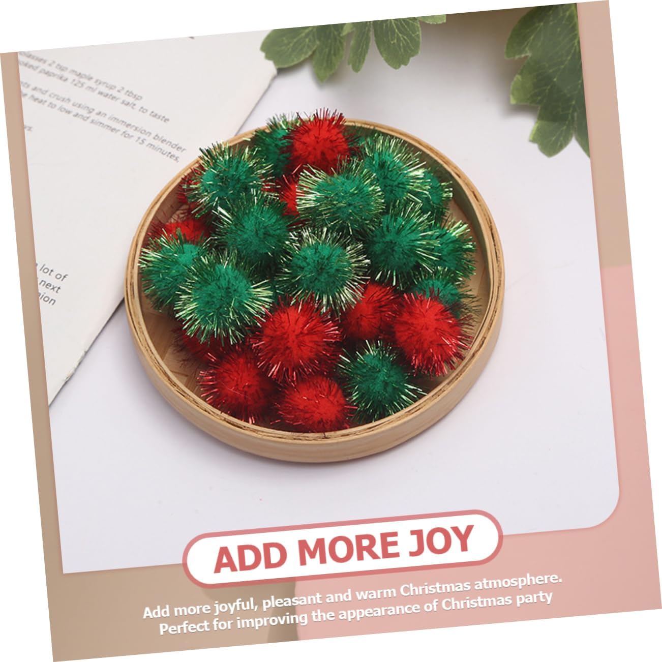 HOOTNEE 1000pcs Christmas Glitter Pompoms and for Crafts Holiday Decorations and Festive Home Decor
