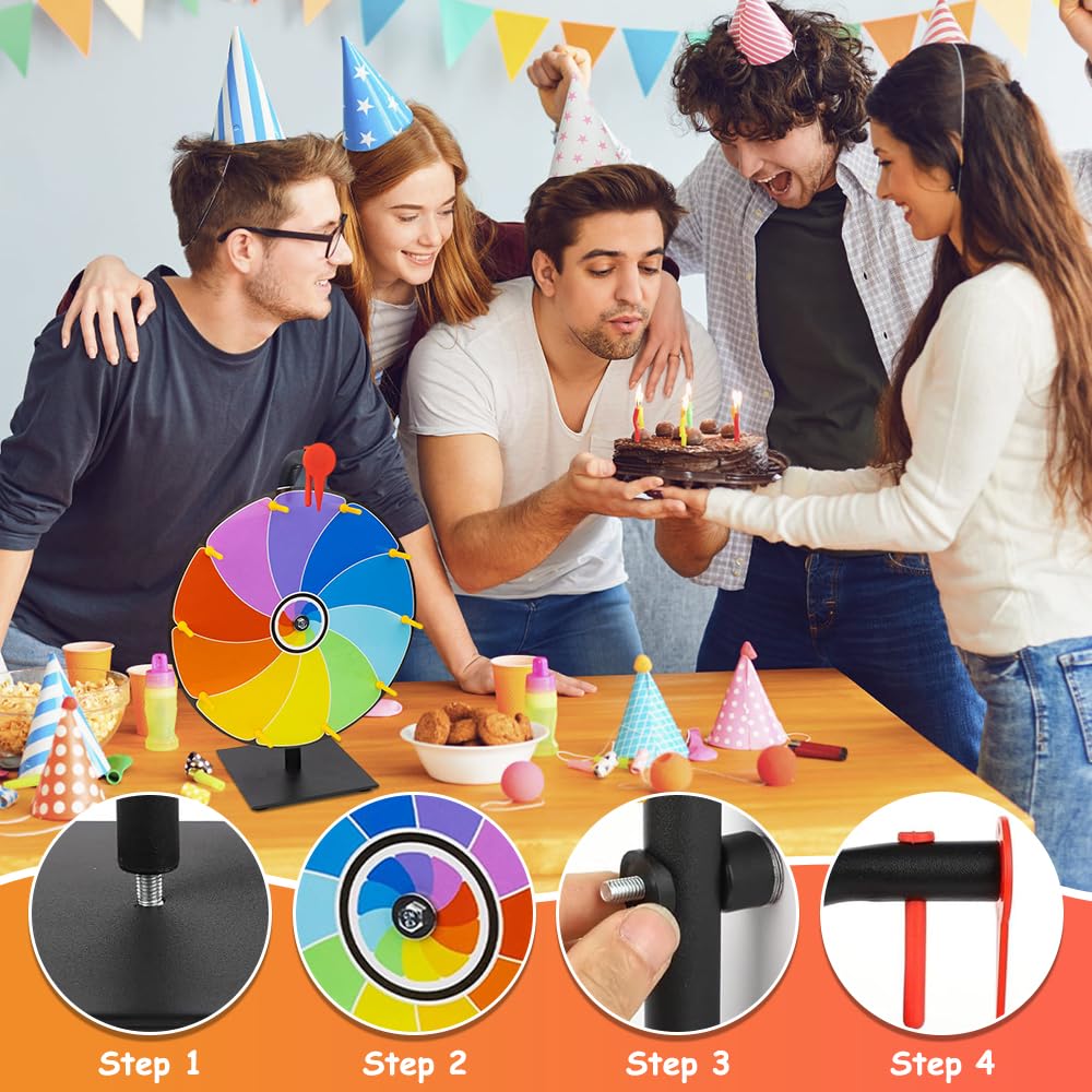 Glücksrad zum Drehen, 30cm 10 Slots Drehrad Glücksrad, Gluecksrad Gluecksrad mit Montagewerkzeug, Glücksrad Zum Selbstgestalten mit Ständer für Lotteriespiele, Party, Verkaufsförderung