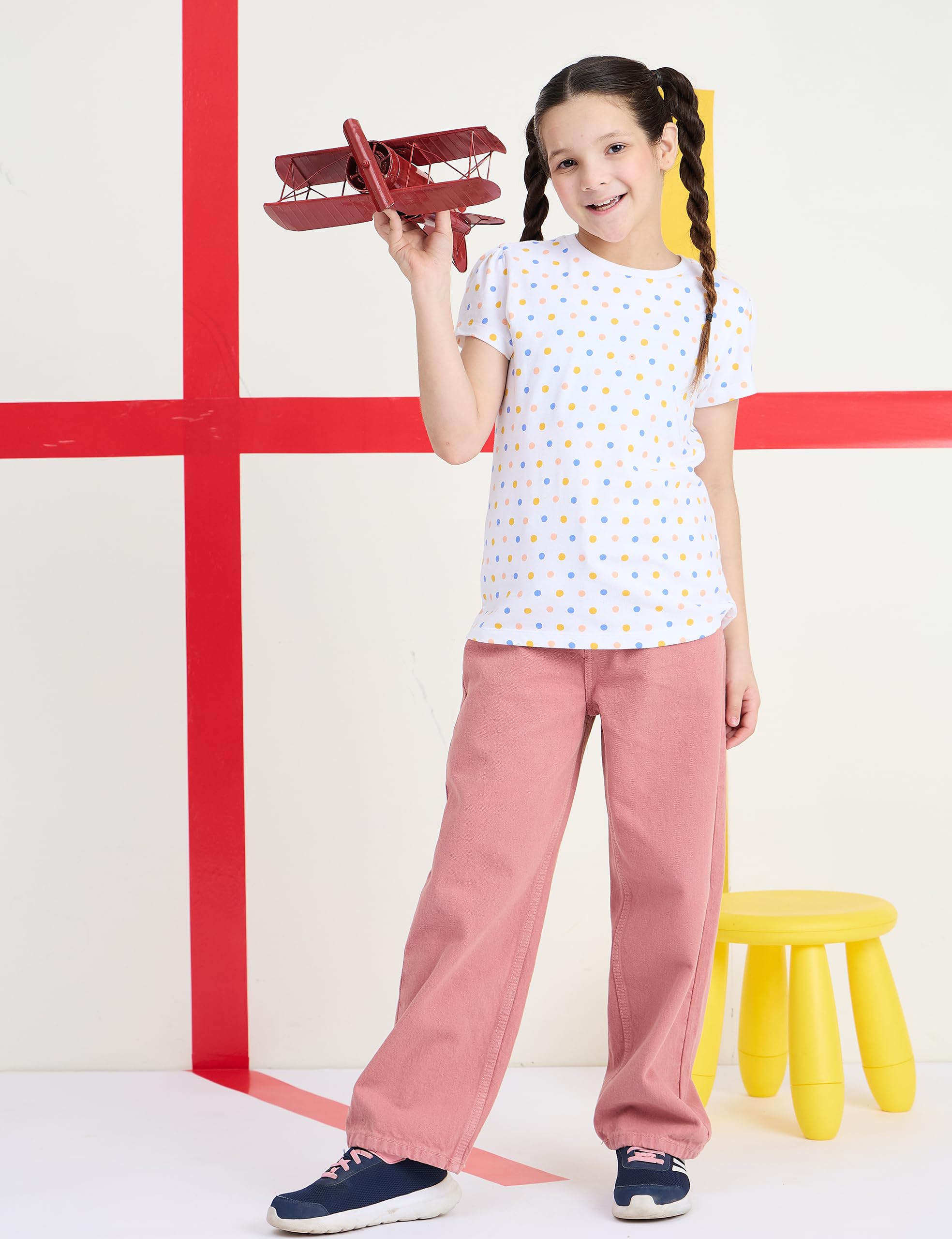 Amazon Brand - Symbol Girl's Cotton Wide Leg Jeans (KD-DNG-SS25-137 (6-14 yrs) _Dusky Pink_12-14Y) - Image 3 thumbnail
