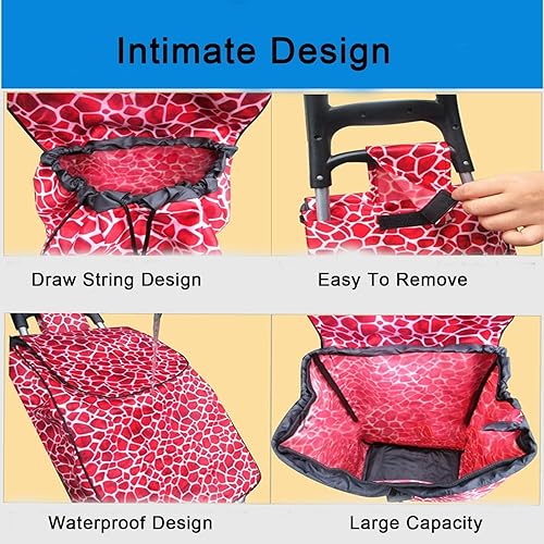 Miniatura 5 de Bolsa de repuesto para carrito de compras, bolsa plegable de 40 L, bolsa de almacenamiento multifuncional reutilizable, para supermercado, hogar,