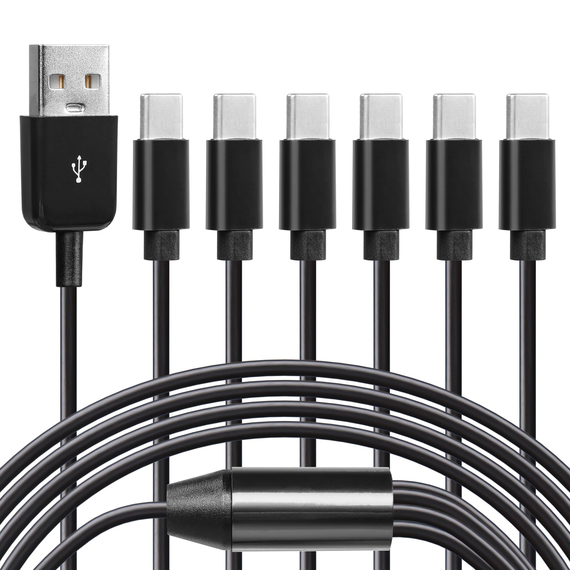 CERRXIAN USB-C Splitterkabel 1 Auf 6 – 1,5 M, Mit Datenübertragung Für Festplatten, Unterstützt Laden