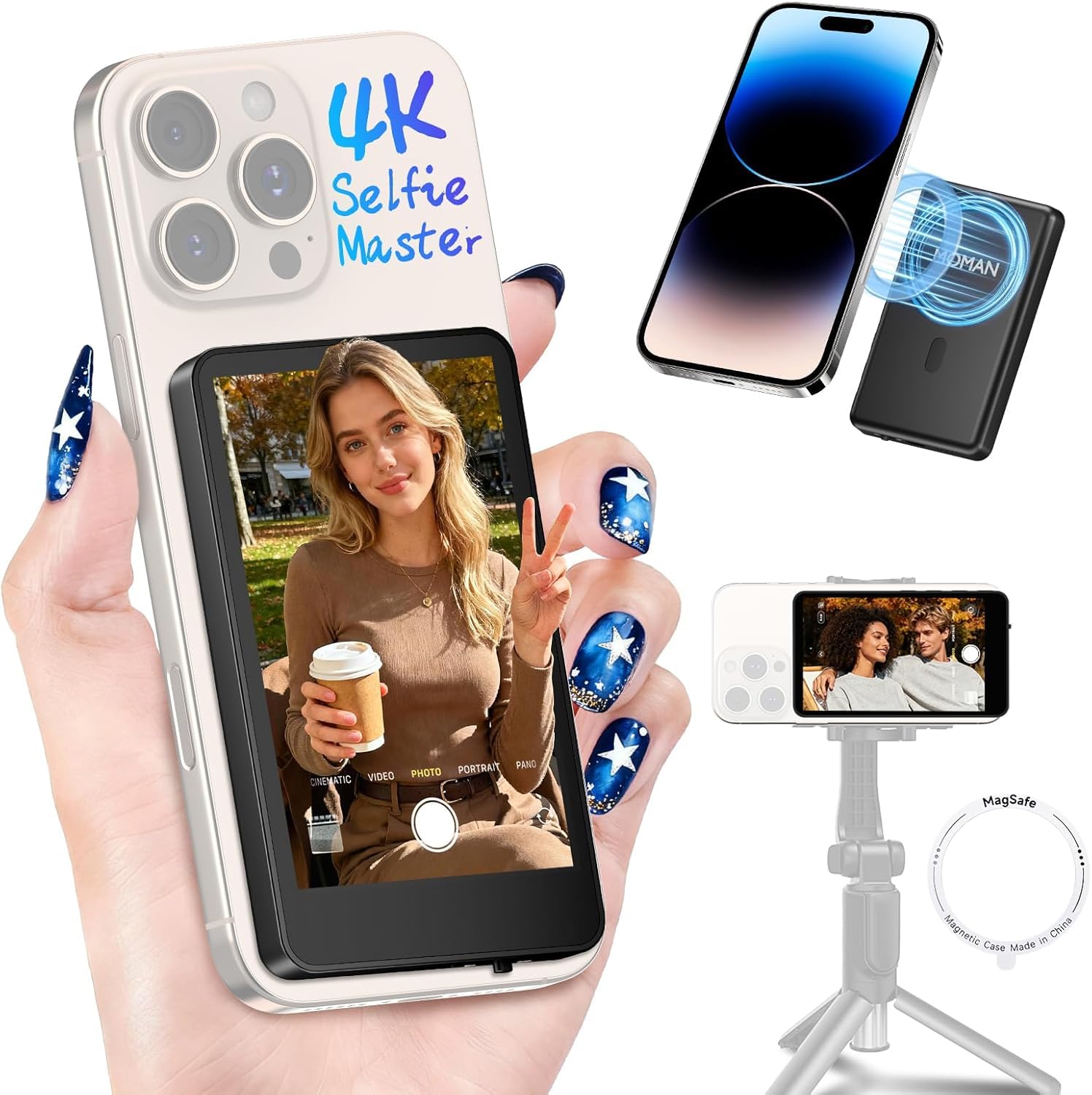 Moman Mini Vlog Selfie Monitor Screen for iPhone,mini