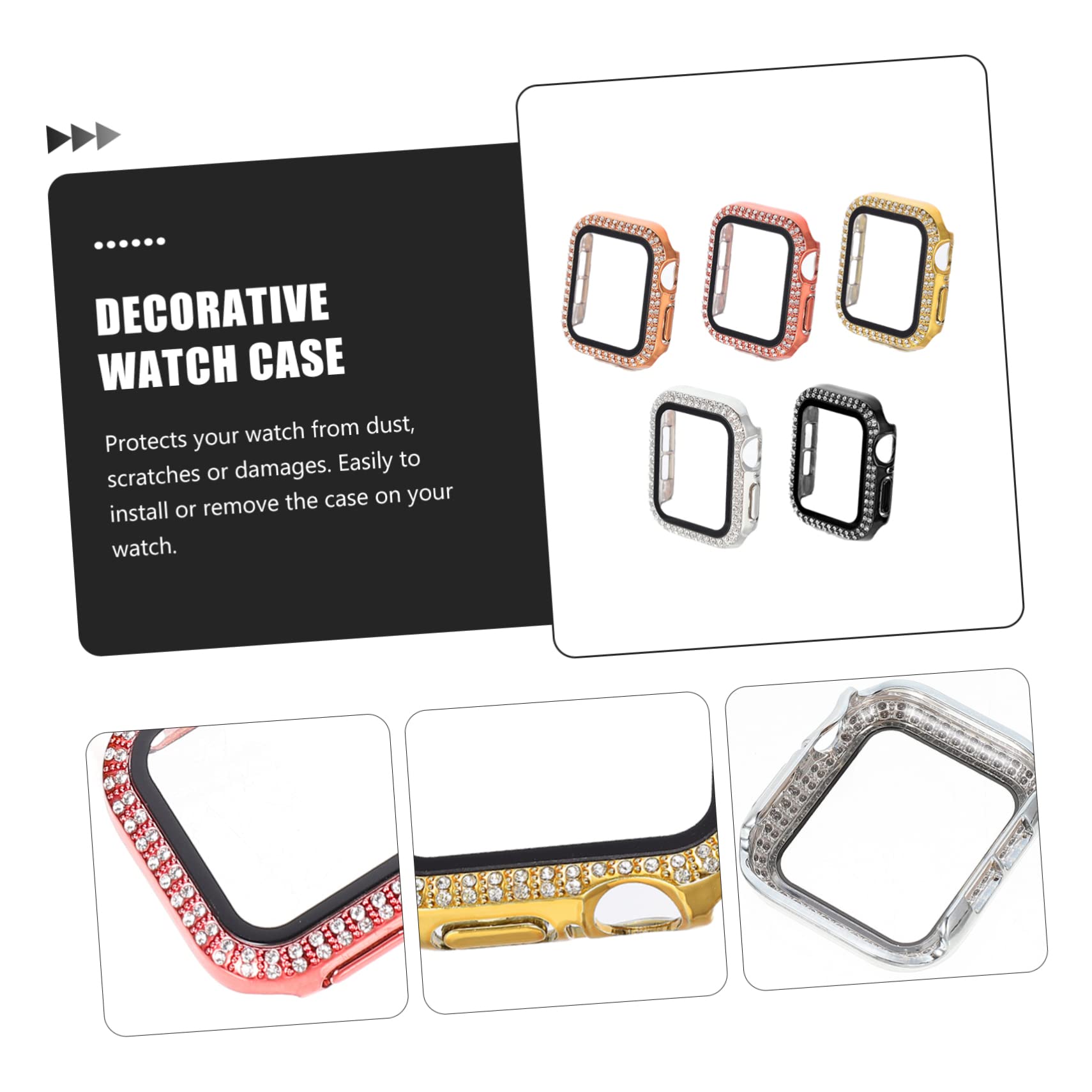 DOITOOL Lot De 3 Coques De Montre en Film Trempé pour Une Conception Robuste Et Brillante en Strass Facile À Installer 5 Pièces X 3