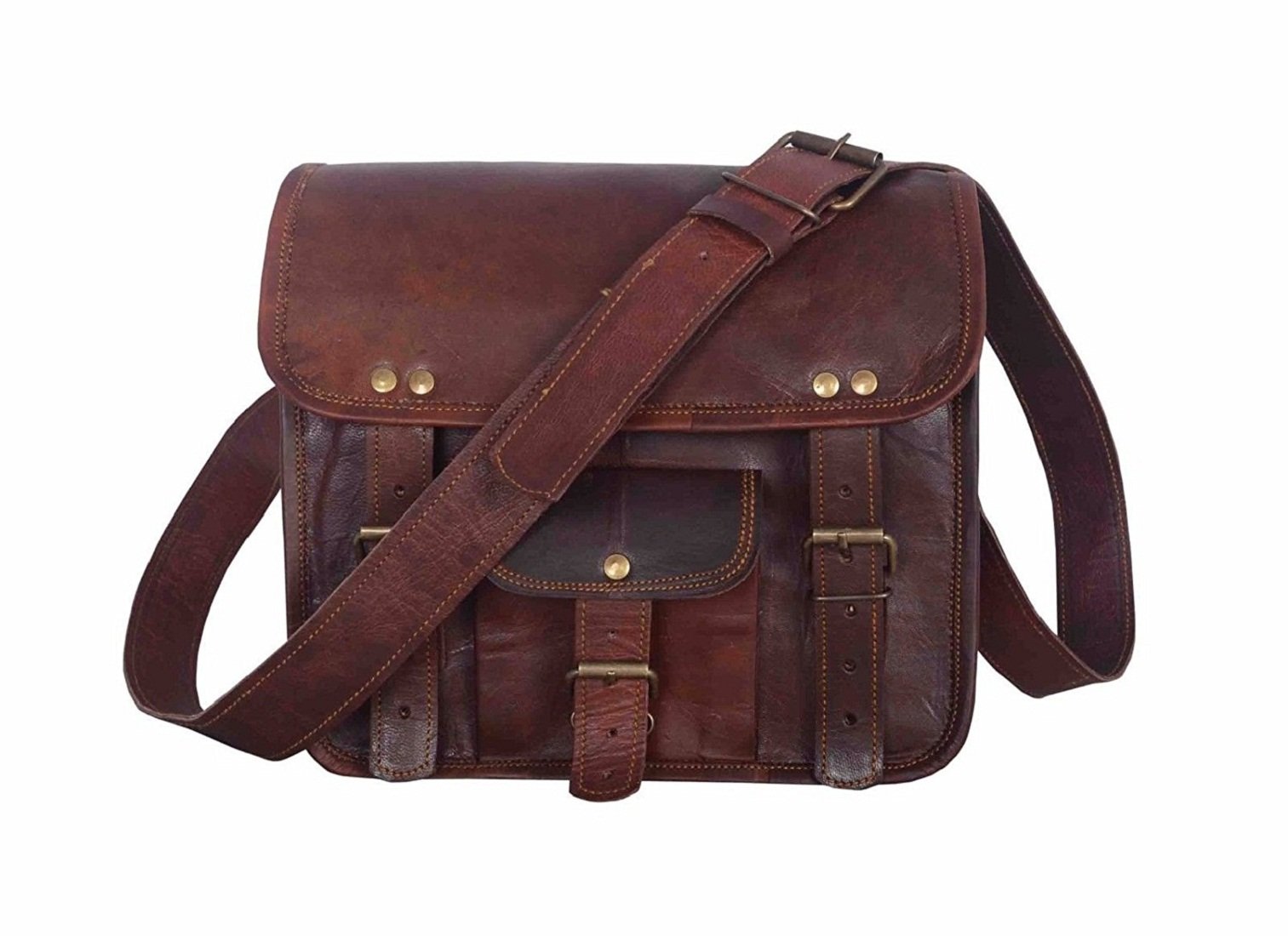 Brown Leather Sling Messenger Bag for Men and Women-image-44