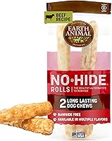 Vista 1 de Earth Animal No Hide Chews - Rollos masticables para perros grandes sin cuero crudo de larga duración, carne de res - 2