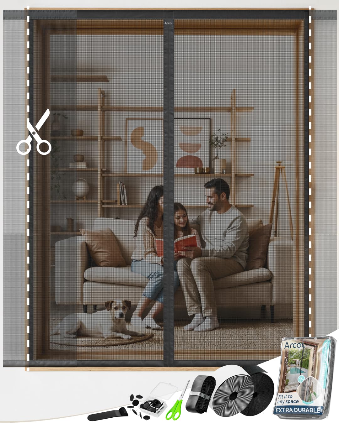 ARCOL Fliegengitter Fenster mit Magnet – Zuschneidbar & Nach Maß (155x140 cm, Schwarz) – Robuster Insektenschutz für Fen