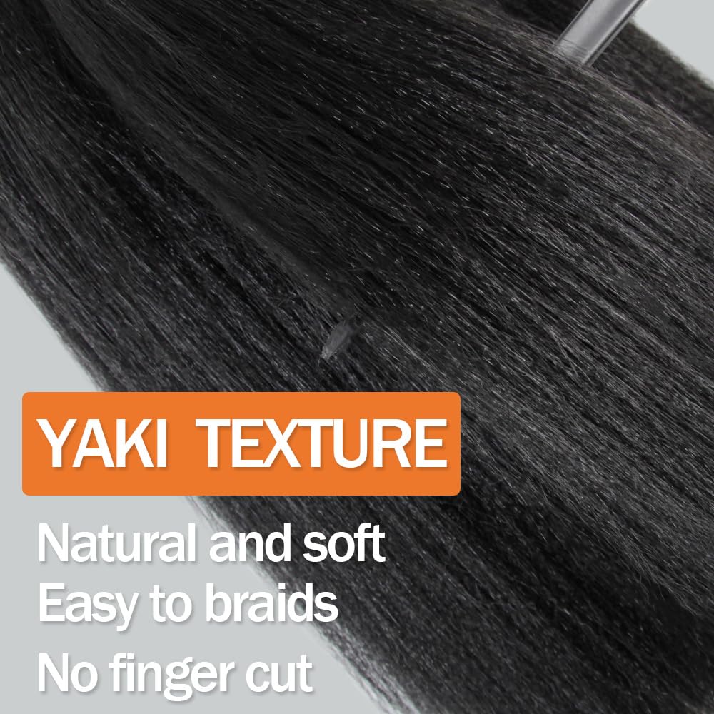 Pelo trenzado preestirado de 18 pulgadas, 6 paquetes, extensiones de pelo largo para trenzas, pelo sintético preestirado 1B (negro natural)