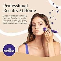 Vista 27 de Keshima Brocha de base plana Kabuki – Brocha de base prémium para maquillaje líquido, crema y polvo, pulido, mezcla y cara (tamaño regular, blanco)