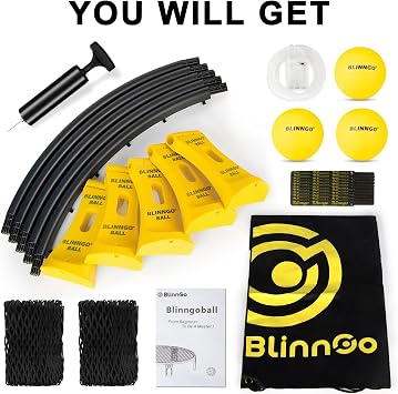 Roundnet Ball Game Set with Lights Includes 3 Balls, Playing Net and Competition Net, Bag, Pump and Instructions, Enjoy Beach Games with Roundnet Outdoor Games Set