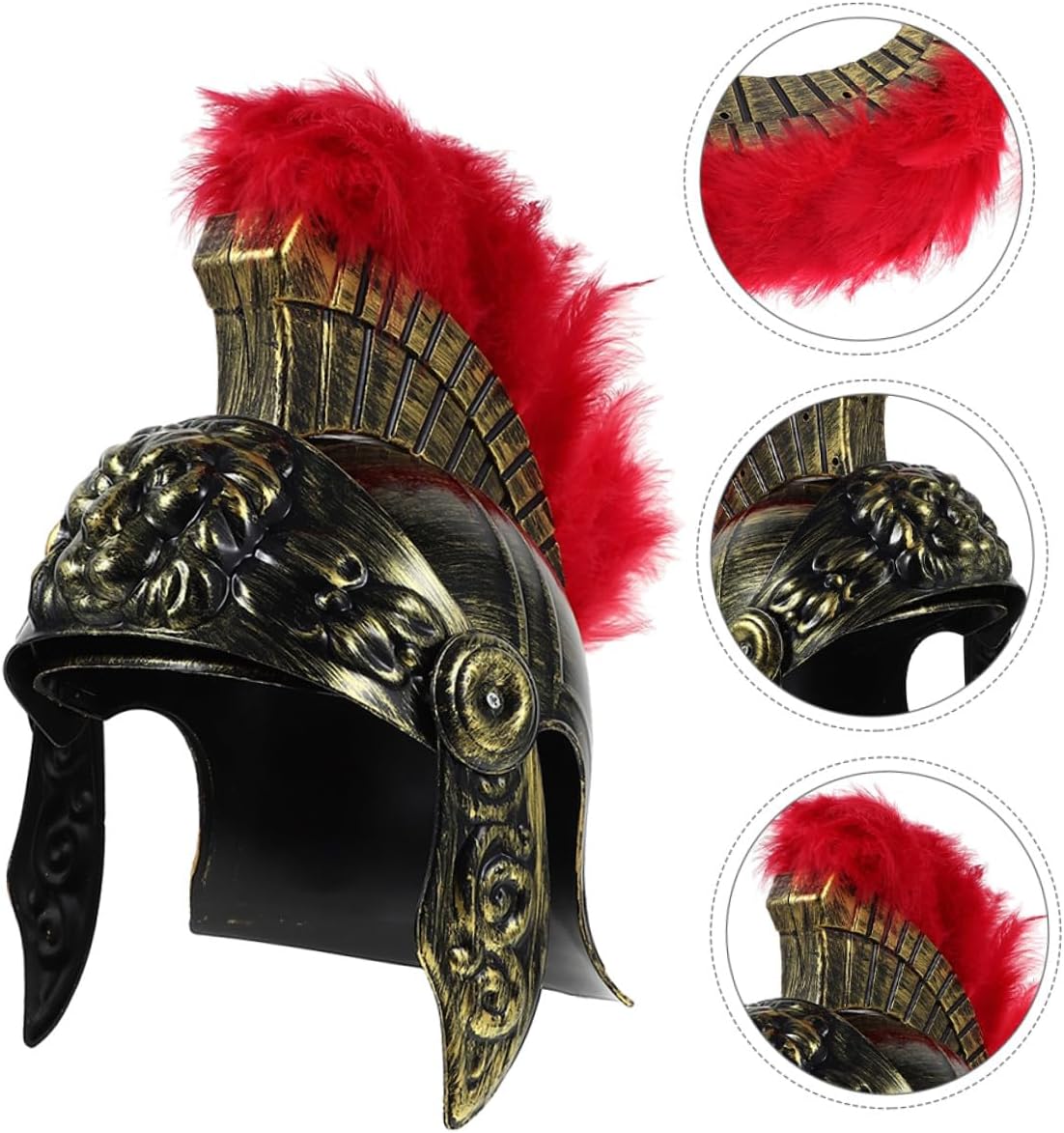 Abaodam 2pcs Roman Soldier Helmet, Golden Lion Head Design, Men’s Cosplay Armor Headwear for Historical Roleplay, Halloween, Medieval Soldier Costume Accessories