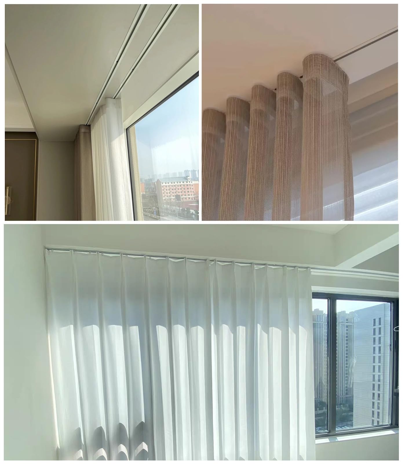 Tringle à rideau de douche à montage au plafond, rail caché pour chambre à coucher, balcon, barre intégrée pour bureau, appartement, barre découpable