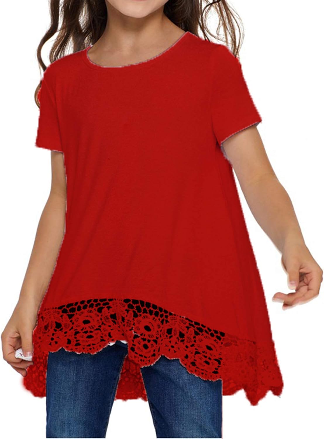 Jorssar Girls Tie Dye Clothes Kids Casual Tunic Tops Loose Blouses T-Shirt Size 5-12 Years: Clothing