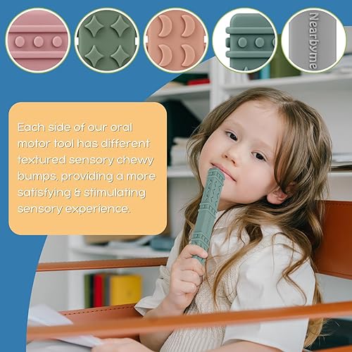 Miniatura 3 de Juguetes sensoriales masticables para niños autistas, paquete de 4 palitos mordedores, herramienta masticable de motor oral para masticadores