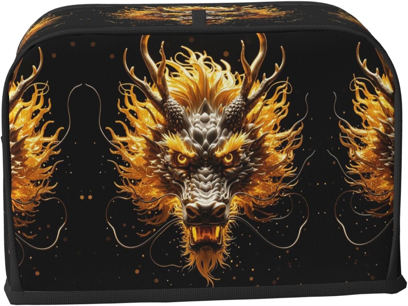 Golden Dragon Head Toaster Cover 2 Slice, Waterproof Bread Machine Covers with Pockets Universal Size Kitchen Small Appliance Cover with Handle, Dust and Fingerprint Protection