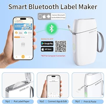 Rongta Mini Label Maker Bluetooth Sticker Printer R5(White)