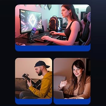 Gaming PC Microphone | Noise Cancelling Condenser Microphone, USB Wireless Headphone Accessories for PC Studio Recording, Distribution, Podcast, Music