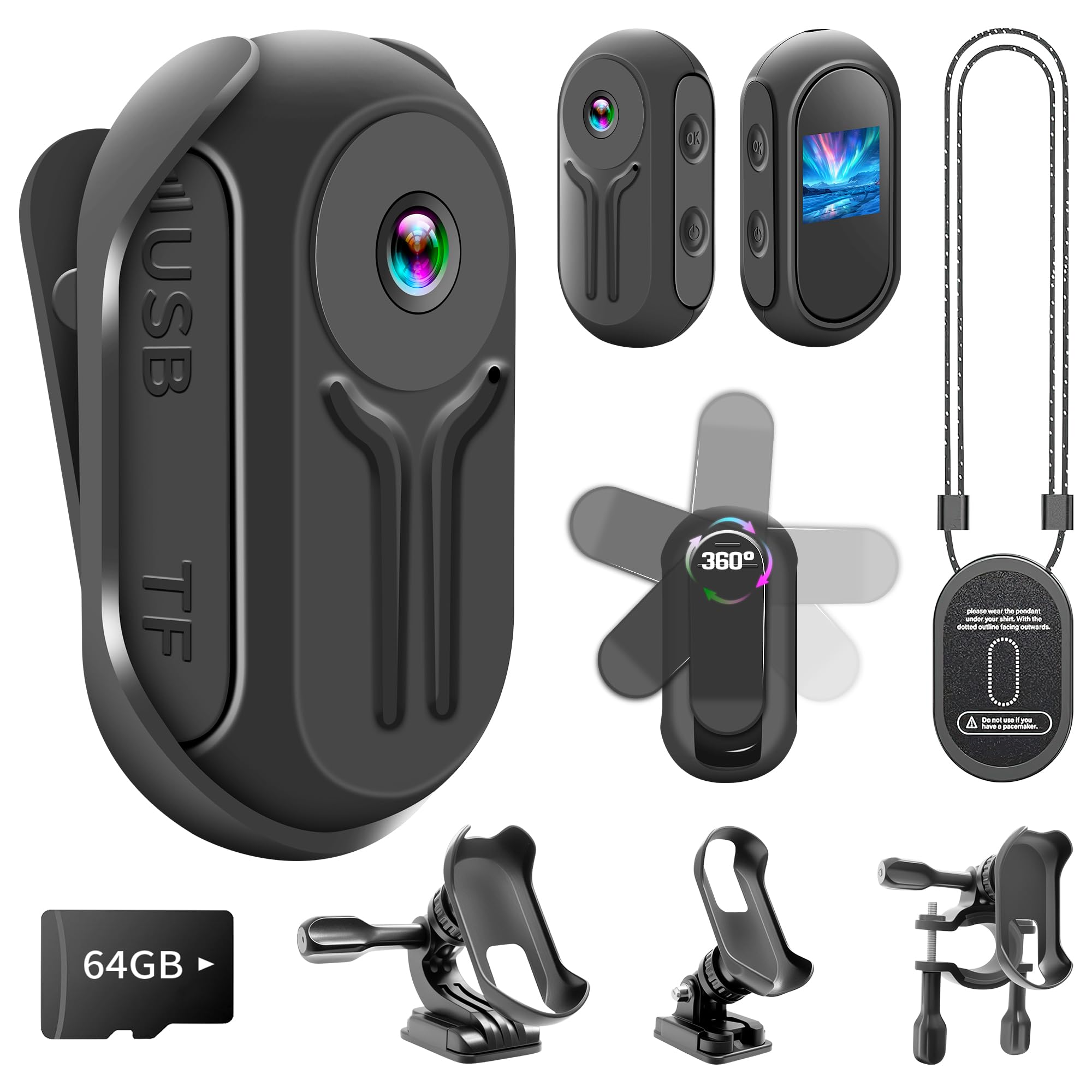 Mini Action Cam 4K 30fps Con Custodia Di Ricarica – Body Cam Magnetica 28g, EIS 6 Assi, Grandangolo 150°, Scheda 64GB Inclusa
