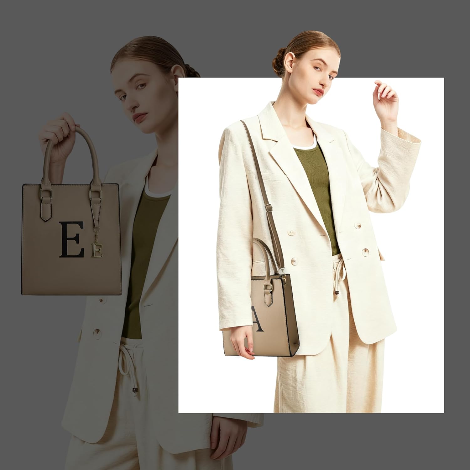 I IHAYNER Women Tote Bags Trendy Personalized Initial Shoulder Bag Top Handle Satchel Purse for Women Crossbody Hobo Handbags - Image 2