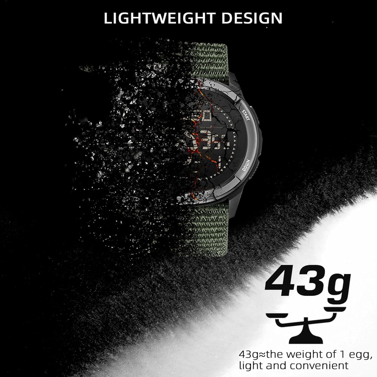 findtime Survival Watche Compass Step Counter 5ATM Waterproof with Carbon Fibre Nylon Strap Lightweight Durable for Hiking Swimming Exercise Military Tactical Outdoor Designer