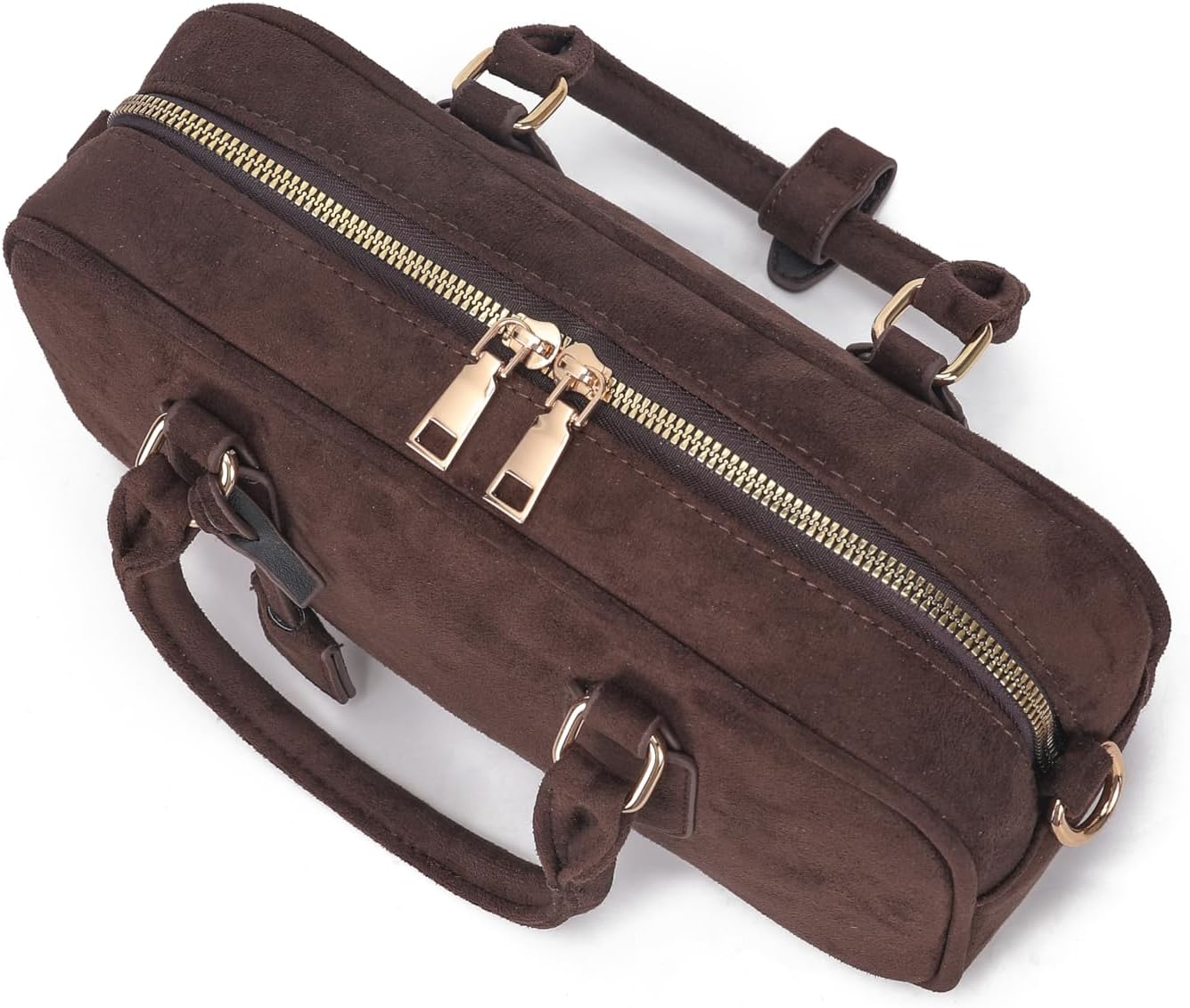 JOLLQUE Faux Suede Crossbody Bag for Women, Autumn Winter Handbags Purse, Fashion Small Designer Shoulder Barrel Bag - Image 8