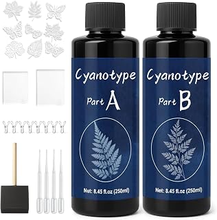 EIGTWEN 250ml 시아노타입 키트, 종이 및 직물의 사진 청사진용 2가지 구성 시아노타입 솔루션 센시타이저 세트 포함, 예술 공예 DIY 프로젝트용 썬 프린팅 키트