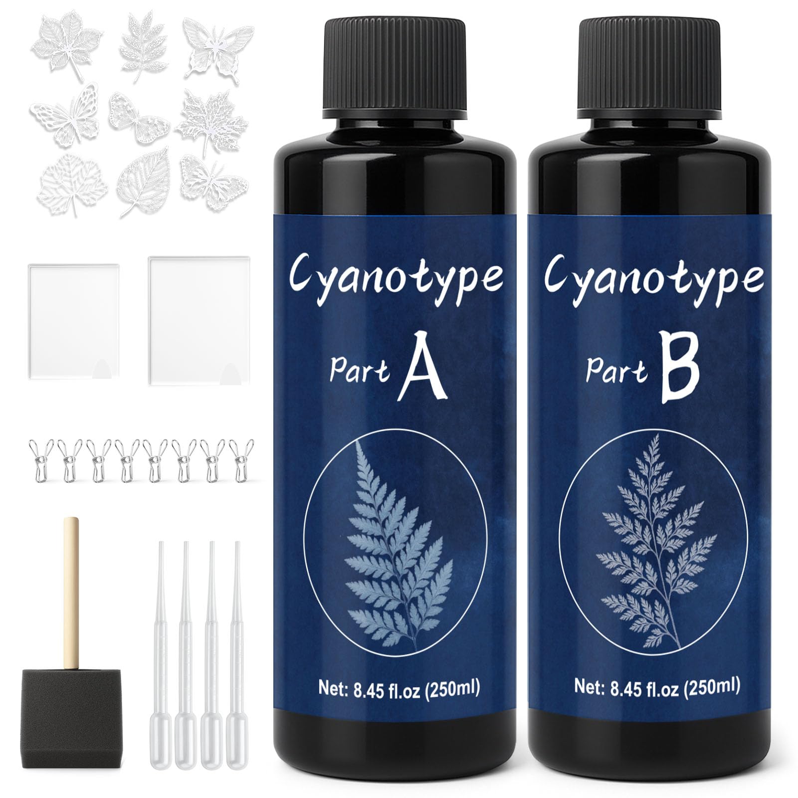 Eigtwen Blue 250Ml Cyanotype Kit, Include 2 Component Cyanotype Solution Sensitizer Set For Photographic Prints On Paper And Fabric, Sun Printing Kit For Arts Crafts Diy Projects