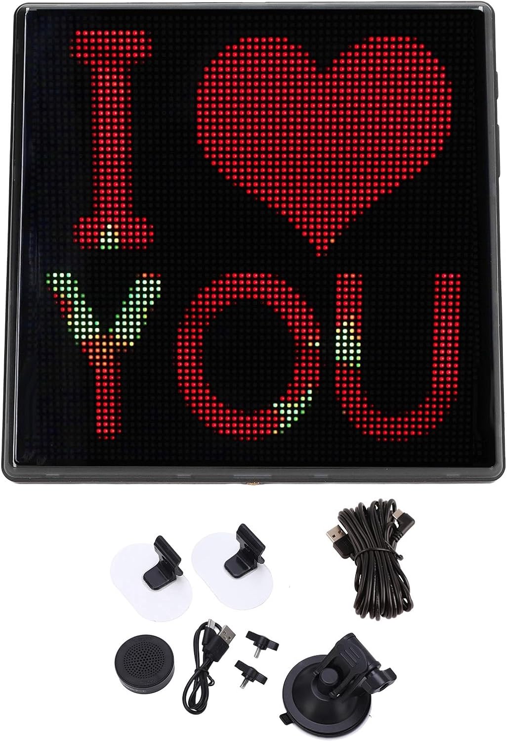 Car LED Display with Voice Control DIY Animated Emoticon Drawing App Controlled LED Screen for Car Window Home Shop Advertising and Mood Display