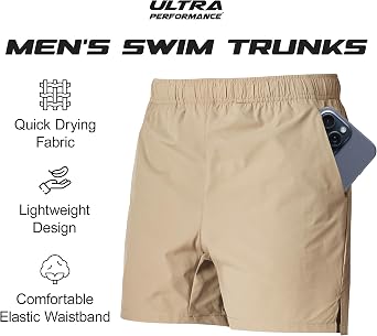 Men's 5 Inch Swim Trunk's with Liner 2 Pack Mens Stretch Quick Dry Beach Shorts Swimming Trunks & Bathing Suits for Men