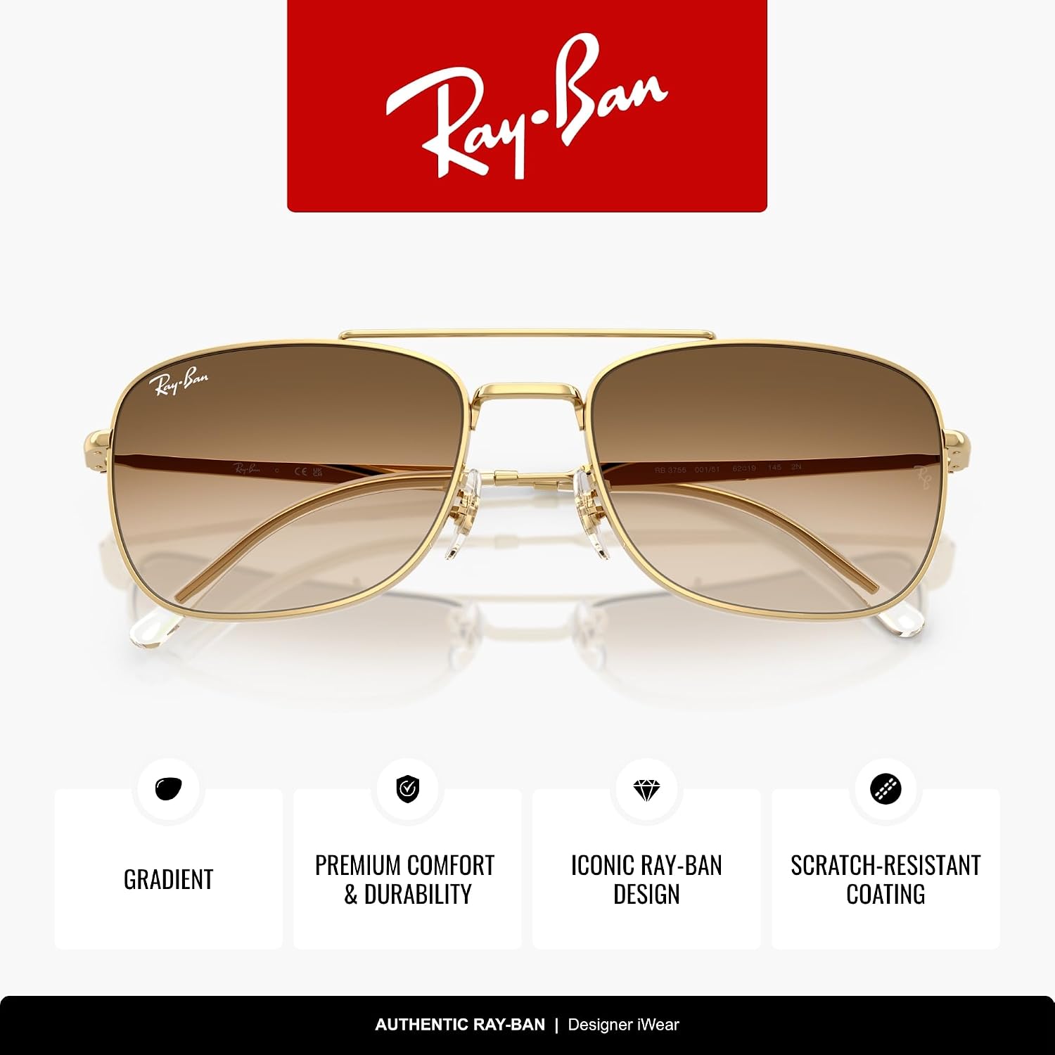 Ray-Ban Unisex Rb3755 Rectangular Sunglasses