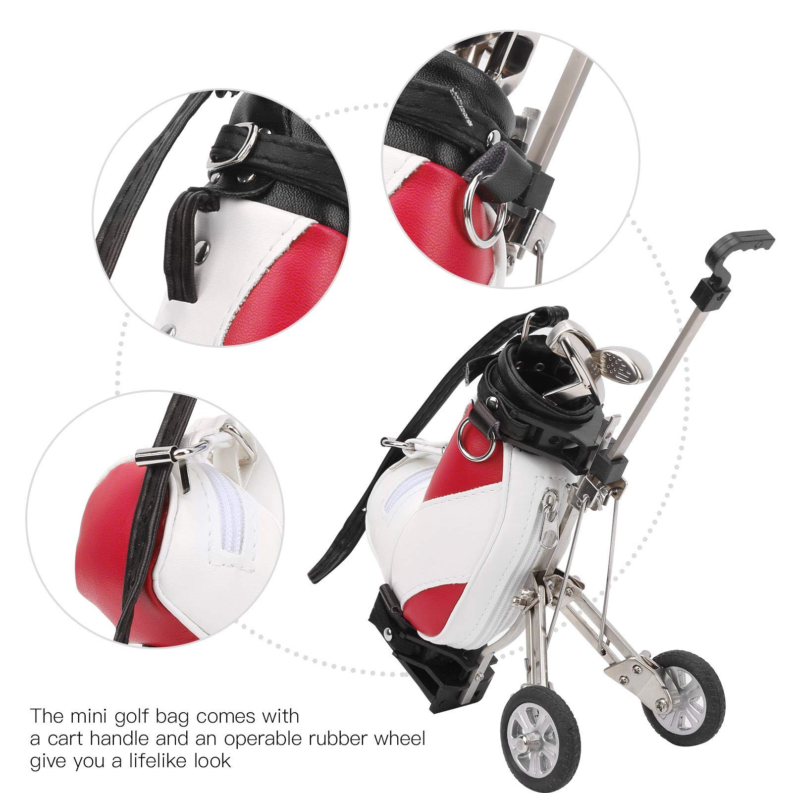 Alomejor Bolígrafo de Golf Soporte de Escritorio con 3 Bolígrafos y Mini Bolso de Aleación