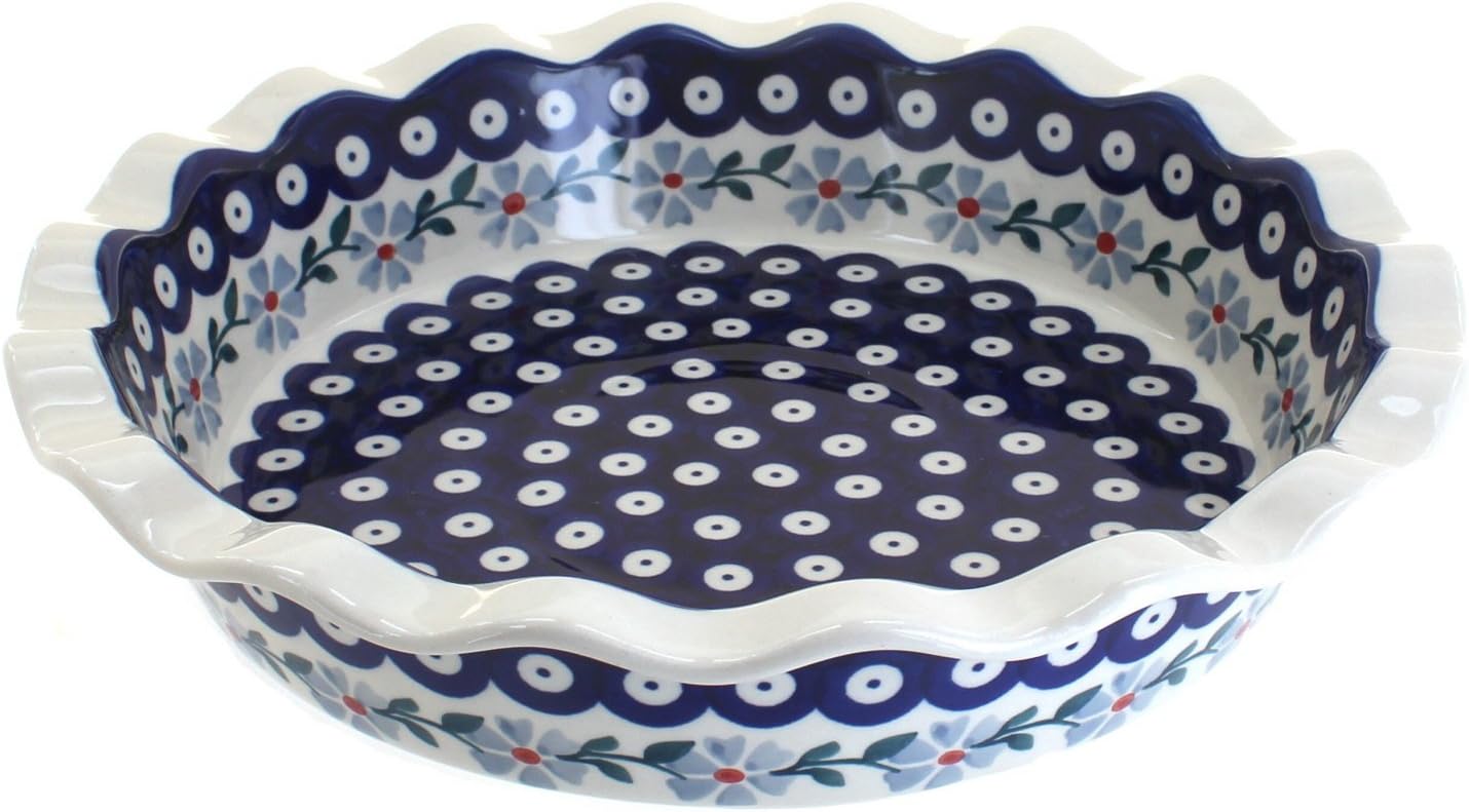 Blue Rose Polish Pottery Blue Violet Pie Plate