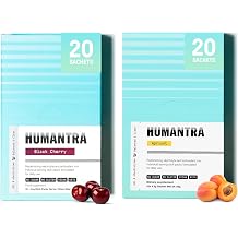Humantra Electrolytes Powder - Black Cherry & Apricot Flavor, 40ct - Powdered Hydration Sachets - Plant-Based Electrolyte Powder with 6 Electrolytes - Vegan, Sugar Free, Gluten Free