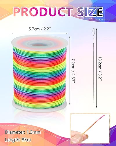 Miniatura 8 de FIVEIZERO Colorida cuerda elástica de 0.039 in, 1 rollo328.1 ft, cuerda elástica de arco iris para pulseras, collares, fabricación de joyas con
