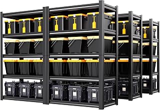 Set of 6 Garage Shelving Heavy Duty Storage Shelves, Metal Adjustable Shelving Unit, Utility Garage Organizer Shelf for Basement, Pantry, Kitchen, Warehouse,15.7" D x 35.4" W x 71.2" H, Black