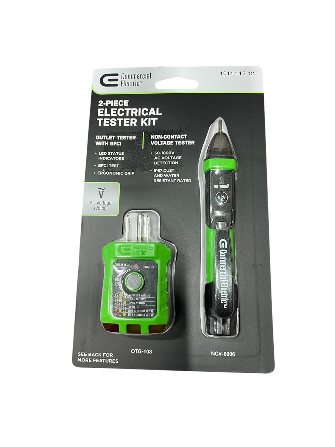 Commercial Electric Digital Non-Contact Voltage and GFCI Receptacle Tester Kit KNO-03