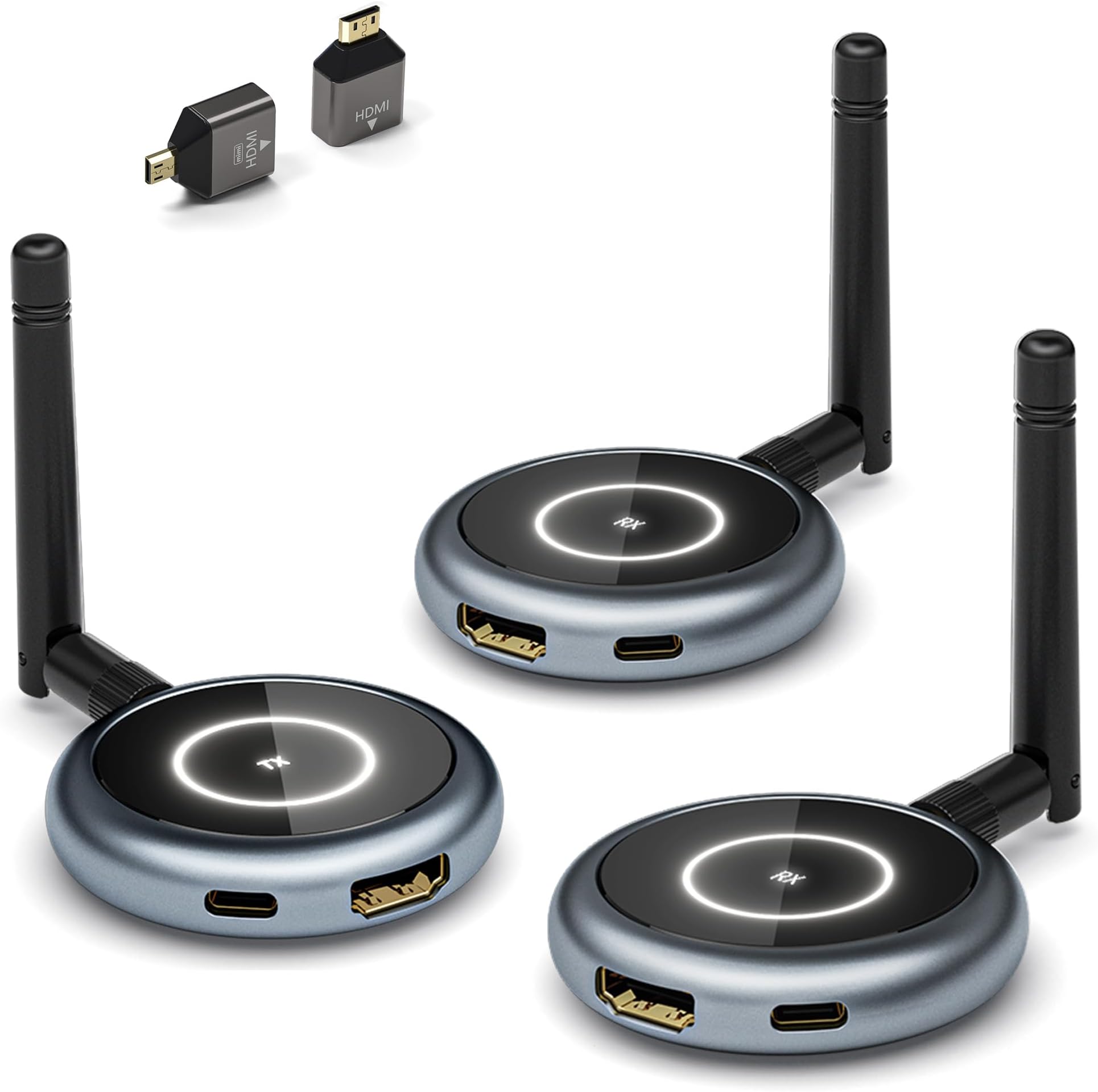 Wireless HDMI Transmitter and 2 Receivers 5.8G - Up to 6 TVs - Streaming 1080P@60Hz Video Wireless HDMI Extender Adapter for Laptop, PC, Camera to Multiple TVs, Projector, Display - 165FT/50M
