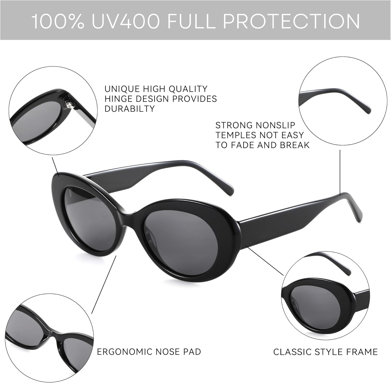 ZENOTTIC Polarized Sunglasses Women Oval: Trendy Shades for Ladies - Retro Classic Sun Glasses UV400 Protection - Image 5