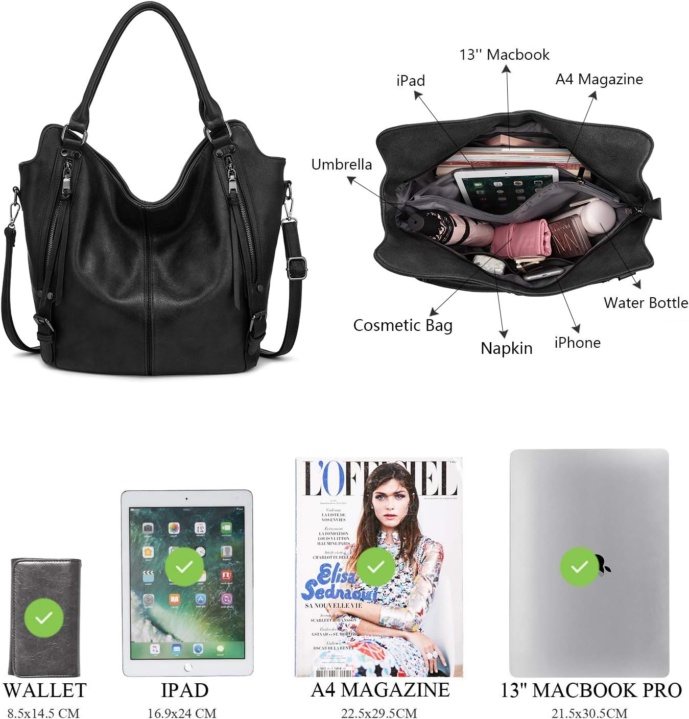 Tote Bag for Women PU Leather Shoulder Bags Fashion Hobo Bags Large Purse and Handbags with Adjustable Shoulder Strap - Image 9