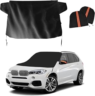 Windshield Snow Cover for Car, Waterproof Windshield Winter Frost Protector with Side Mirror Covers, All Weather Windscreen Ice Removal Cover Sun Shade for Car SUV Truck