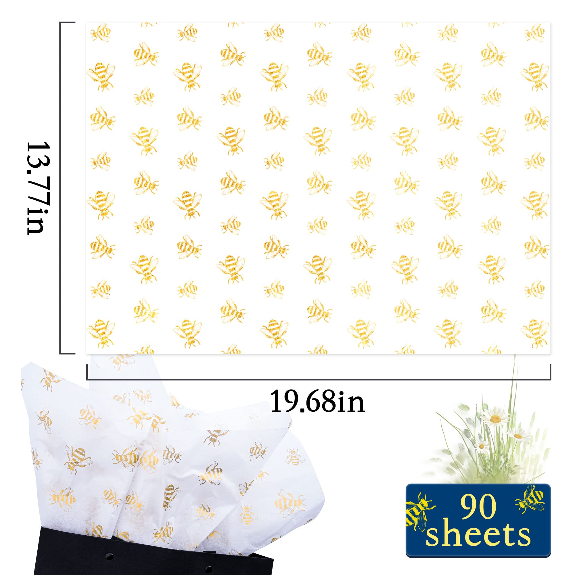Whaline Gold Tissue Paper Bulk 100 Tissue Paper Sheets Metallic Gift - View #7