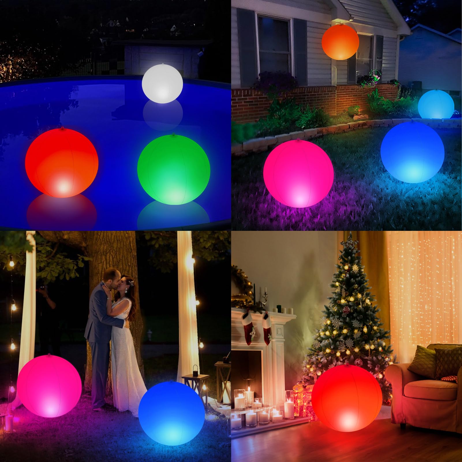 KingSom Luces Flotantes Piscina Solares, Ø35cm Inflables Bolas Luces para Piscina, Luz Solar Piscina Flotante Que Cambian de Color, Impermeables IP68 Bolas de Luz LED para Piscina Jardin - 2 Piezas