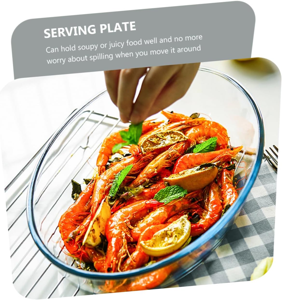 VOSAREA Household Oval Glass Baking Pan Microwave Oven Safe Serving Dish for Salad Rice Soup and More Space-saving Design for Kitchen Essentials