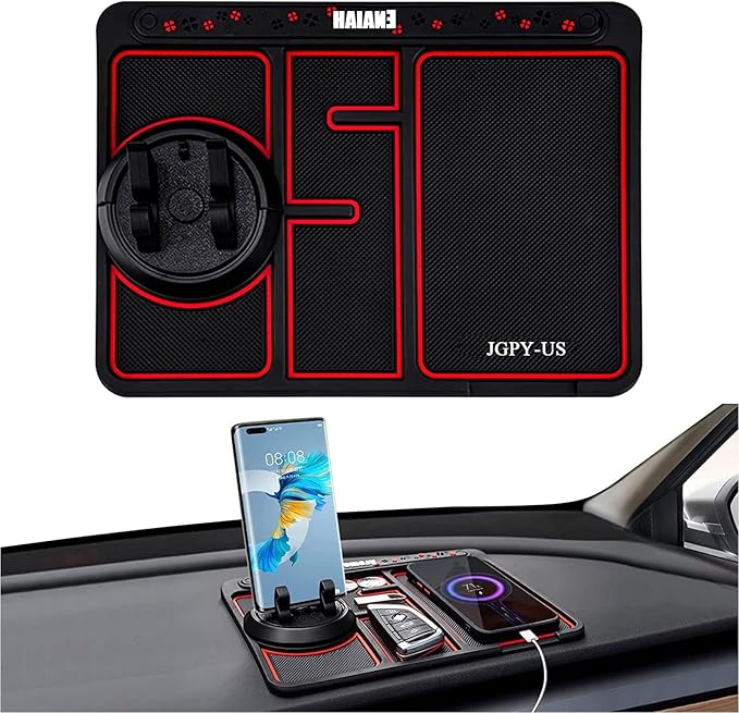 Porfeet Pad De Tableau De Bord, Tapis De Tableau De Bord Antidérapant De Style De Voiture Tapis Carré Pour Lunettes De Soleil De Pièce De Téléphone Portable Noir