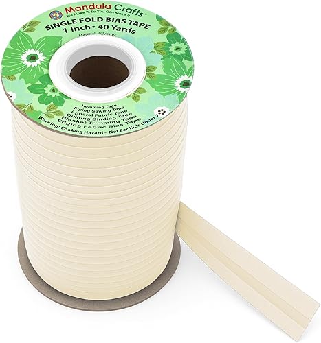 Miniatura 142 de Mandala Crafts Cinta al bies de un solo pliegue de 5/8 pulgadas para coser, acolchar, tuberías, dobladillo, manta y encuadernación de colcha, cinta