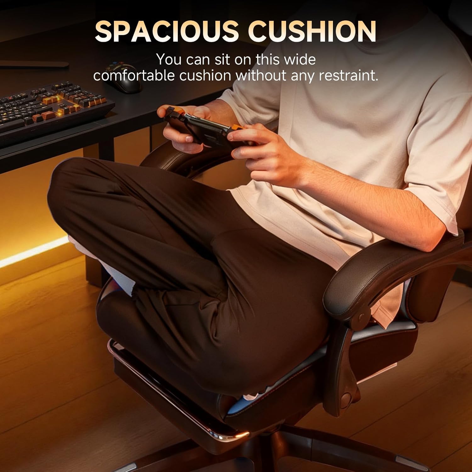 GTPLAYER Gaming Chair, High Back Leather Computer Gaming Chair with Footrest, Ergonomic Height Adjustable Office Chair with Removable Cover and Lumbar Support for Gaming and Work (WT) - Image 8