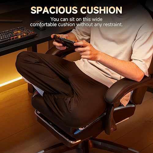Miniatura 8 de Gtplayer - Silla de juegos para computadora de cuero con respaldo alto y reposapiés, silla de oficina ergonómica ajustable en altura con funda