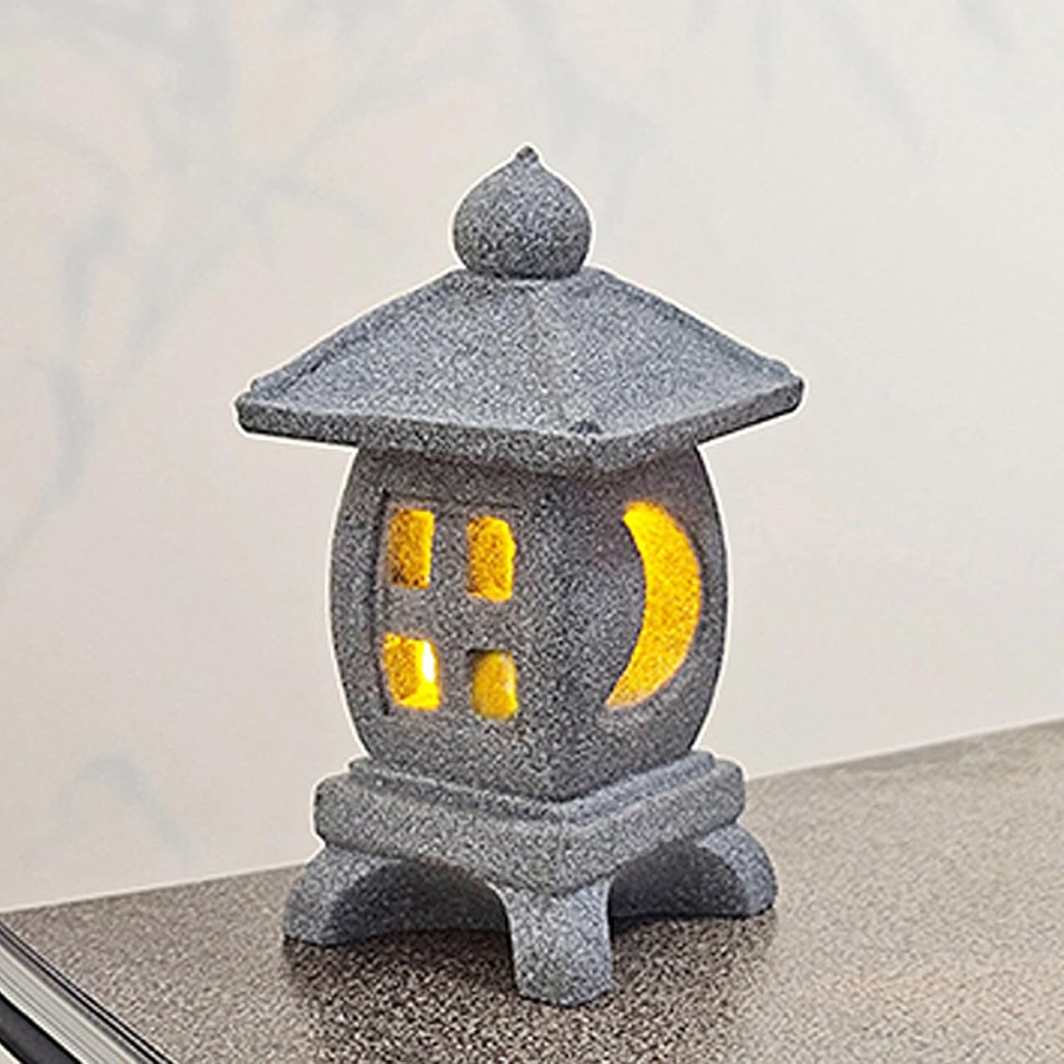 Japanese Pagoda LED Lamp Statue Figurine, LED Lantern Pagoda Statue Figurines for Home Table Decor - Style B
