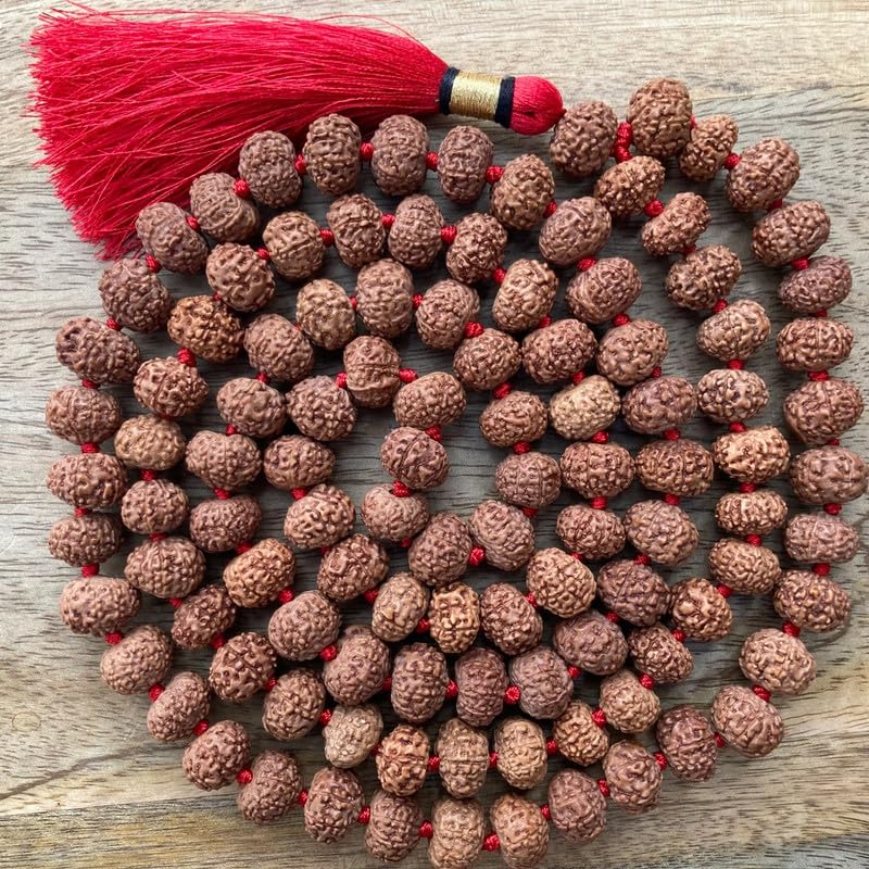Natürliche AAA Große 8 Mukhi Rudraksha Mala, 108 Mala Perlen, 8 Mukhi Rudraksha Halskette, Gebet Mala, Meditation Mala, Japa Mala